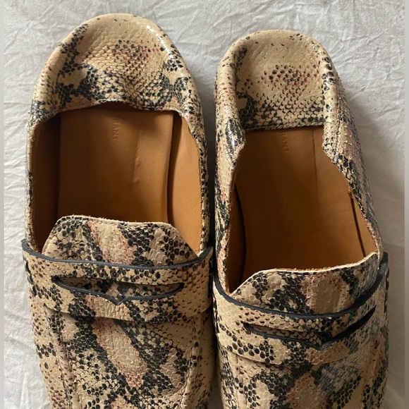 Isabel Marant Fezzy Snakeskin Embossed Leather Convertible Penny Loafer Mules 39 - Picture 3 of 12